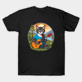 Cat Guitar Mountain T-Shirt